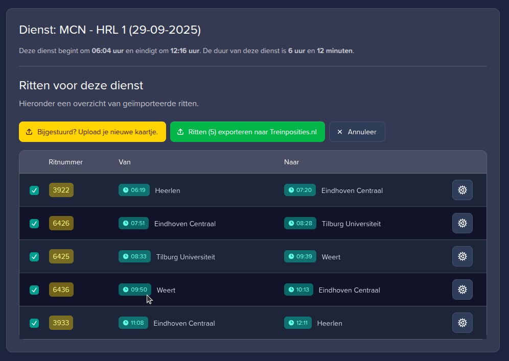 Treinposities.nl export